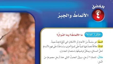 حل الفصل الرابع الانماط والجبر