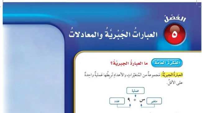 حل الفصل الخامس العبارات الجبرية والمعادلات