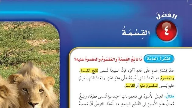 حل الفصل الرابع القسمة